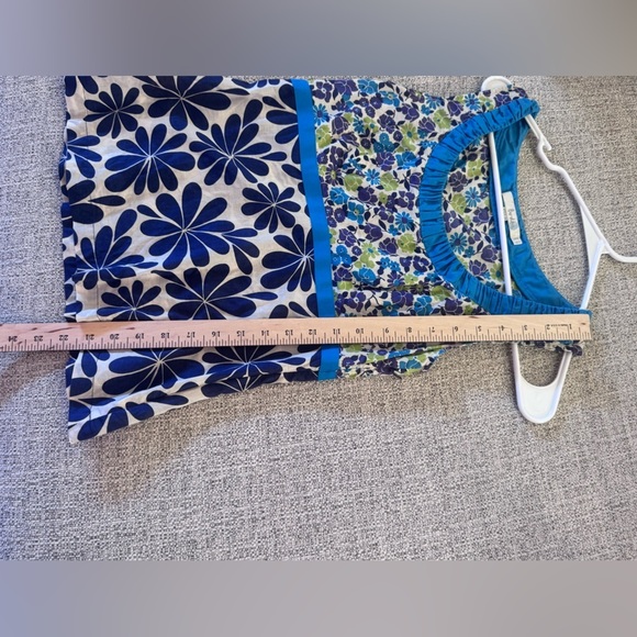 Bodens Blue Teal Green Floral Sleeveless Tank Top Side Zipper Neck Detail Sz 3 - Picture 10 of 10